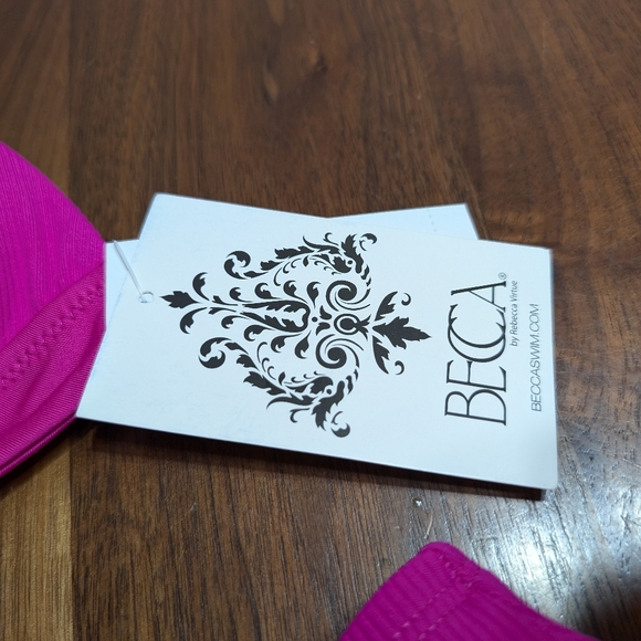 BECCA Swim Pink Bikini NWT Ladies Small Lace Up Top and Matching Bottom - Picture 2 of 5
